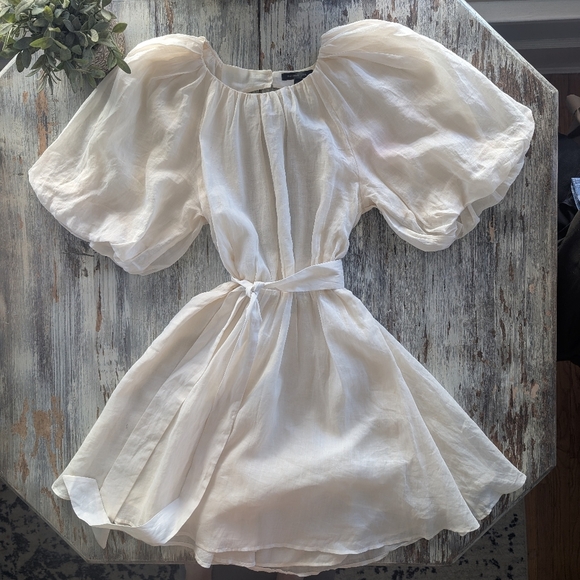 Bananan Republic Ramie Open Back Dress Cream Women's Small Tall - Picture 3 of 10